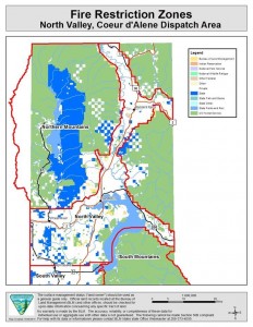 Fire restriction zones for North Idaho.