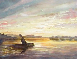 "Kayaker on the Clark Fork Delta" by Karen Robinson.