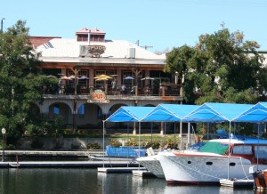 The dining deck at Spuds Waterfront Grill.