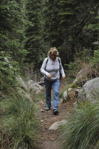 Val Olson hikes at Pyramid Lake. Photo by Ben Olson.