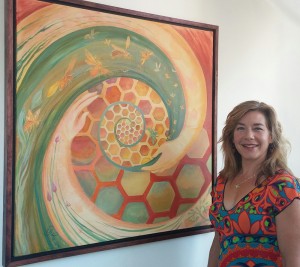 Artist Kelly Price with one of her creations.