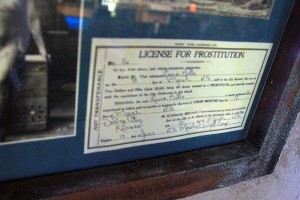On the wall at A&P's; one genuine prostitution license signed by Wyatt Earp.