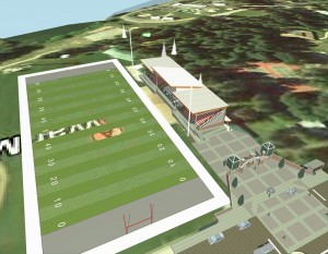 An artistic rendering of the proposed rehabilitation to the grandstands at Memorial Field. Courtesy of the City of Sandpoint.