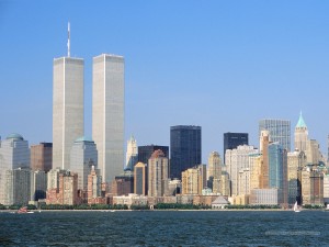 The New York City skyline, prior to September 11, 2001.