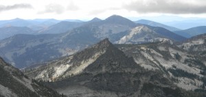 Silver Dollar Peak with Chimney Rock in the background (taken from South Twin). Photo by Don Otis.
