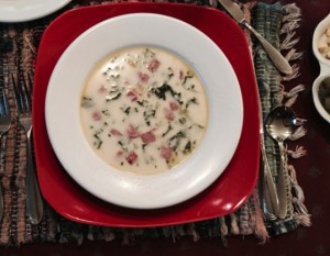 Woods Sausage, Leek and Kale Soup.