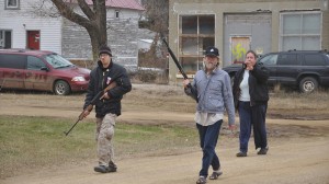 Kynan Dutton, Craig Cobb and Deb Henderson patrol their neighborhood in Leith, ND. Photo courtesy of Gregory Bruce.