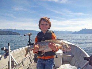 Lake Pickerel holds a 8.72 lb, 28 inch mackinaw (lake trout) he caught on Lake Pend Oreille. Photo courtesy of LPOIC.