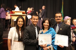 Pingala and her husband Kamal recently obtained United States citizenship after seven years of living in Spokane as resettled refugees. Her son Satya attends Gonzaga and is studying civil engineering, while her daughter Trishna is currently a senior at Ferris High School.