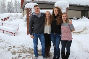 SHS students with Ten Seconds of Kindness (from left to right): Troy Nutt, Kassidy Walker, Calli Laybourne and Ava Blaser. Photo by Ben Olson.