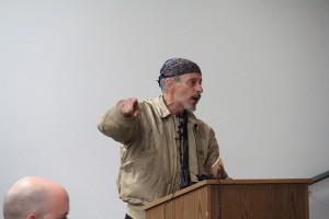 A member of the public speaks to the council Wednesday night. Photo by Ben Olson.