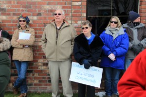 A group of supporters of the human rights rally in Bonners Ferry on Saturday. Photo by Ben Olson.