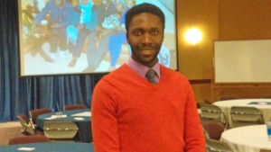 Fidel Nshombo, a refugee from the Congo, has published two books of poetry. Photo by Brenda Hammond.