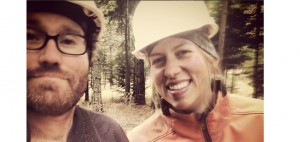 The author and her husband Tyler working in the woods together.