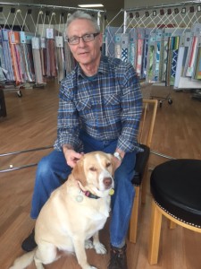 Drake and the Mr. at Sandpoint Upholstery.