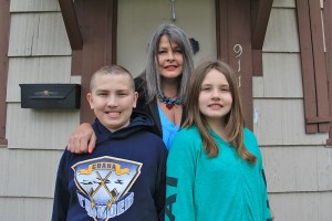 The Corcoran family: Christine (back), Jean-Paul (left) Simone (right). Photo by Ben Olson.