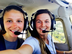 Sara Williams (right) with a friend flying down in Florida. Courtesy photo.