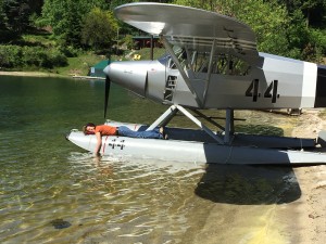 Tanya Rutan laying on a float plane owned by Glenn Smith. Photo by Glenn Smith.