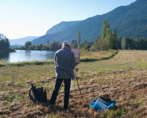 Kathryn Weisberg painting al fresca in Clark Fork. Courtesy photo.