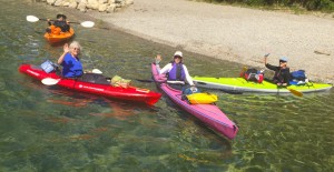 Embarking on a five-day kayak trip around the eastern side of Lake Pend Oreille are (from left to right): Rebecca Patchell of White Fish, Mont. (formerly of Sandpoint), Susan Drinkard, Joyce DeLaVergne, and Sandy Bessler, all of Sandpoint.