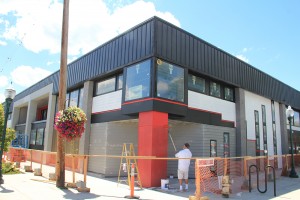 Workers put the finishing touches on the Bonner Building where the Inkwell used to be located. 