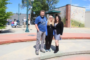 Solar Roadways crew Scott Brusaw, Julie Brusaw and Alyssa Delbridge stand at the Jeff Jones Town Square, future site of the Solar Roadways demonstration project. Photo by Ben Olson.