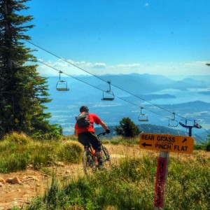 Someone bikes Schweitzer Mountain Resort, and looks very cool while doing it.