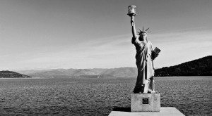 The Statue of Liberty at Sandpoint City Beach is a popular Poké stop. Photo by Ben Olson.