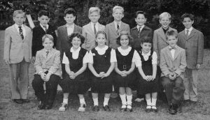 Donald Trump, fourth from left in back row, was in the class one year behind Donald Kass. Photo from Kew-Forest 1958 yearbook.