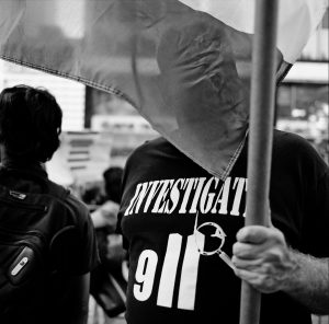 Pro-Mosque protester at Ground Zero during the 10-year anniversary of 9/11. Photo by Cameron Barnes