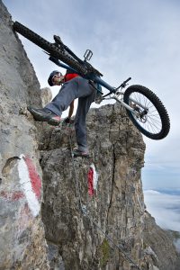 Via Ferrata combines mountain climbing with mountain biking. Photograph by Manfred Stromberg.