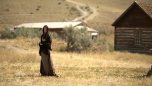 Sarah Hines on the set of “Peace Among Black Hills” in Bannock, Mont. Courtesy photo.