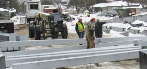 Steel is delivered at the Memorial Field job site on Monday. Photo by Cort Gifford.