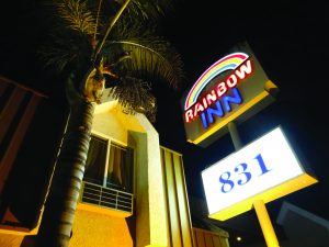 The Rainbow Inn is just one of many budget motels dotted around urban California.  