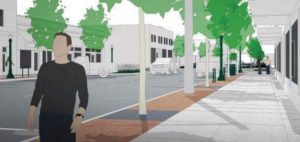 This rendering gives an idea of the street view along the re-designed Cedar Street. Courtesy Century West Engineering.