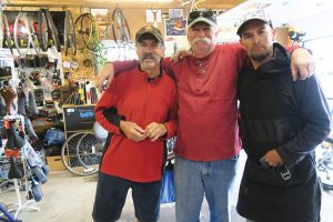 Bonner County Bicycles co-owners Dave Reisenauer, left, Dan Shook, center, and Tim Piehl, right. Photo by Ben Olson.