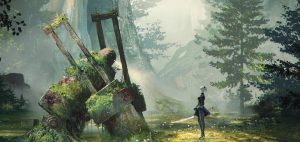 “NieR: Automata” portrays a machine-ruled world slowly being reclaimed by nature. Image courtesy Square Enix.
