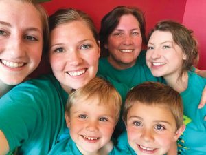 The Riley family, from left to right: Taylor Riley, Tasha Albertson, Jan Riley and Lexi Riley. Front row are Jan Riley’s two grandsons Nash and Riley Albertson. Photo by Tasha Albertson.
