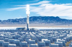 Crescent Dunes Solar Thermal plant with collector tower.