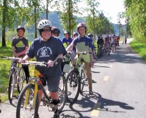 Top: Jayne Sturm enjoying a bicycle ride with her students. Courtesy photo.